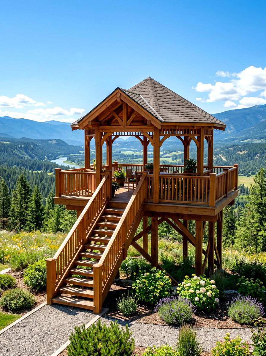 Elevated Wood Gazebo - 30 wooden gazebo ideas