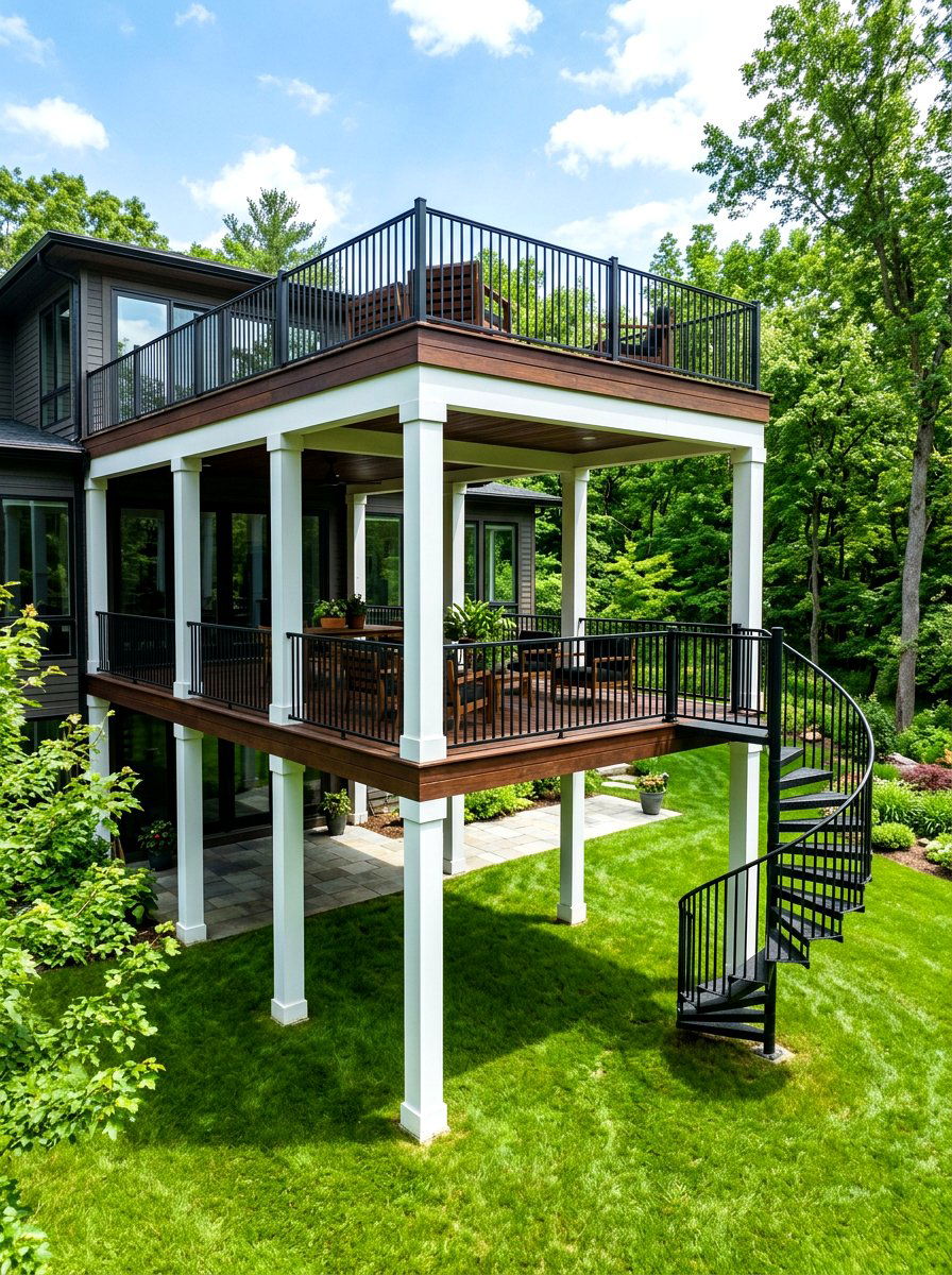 Elevated Wood Porch - 30 porch extension ideas