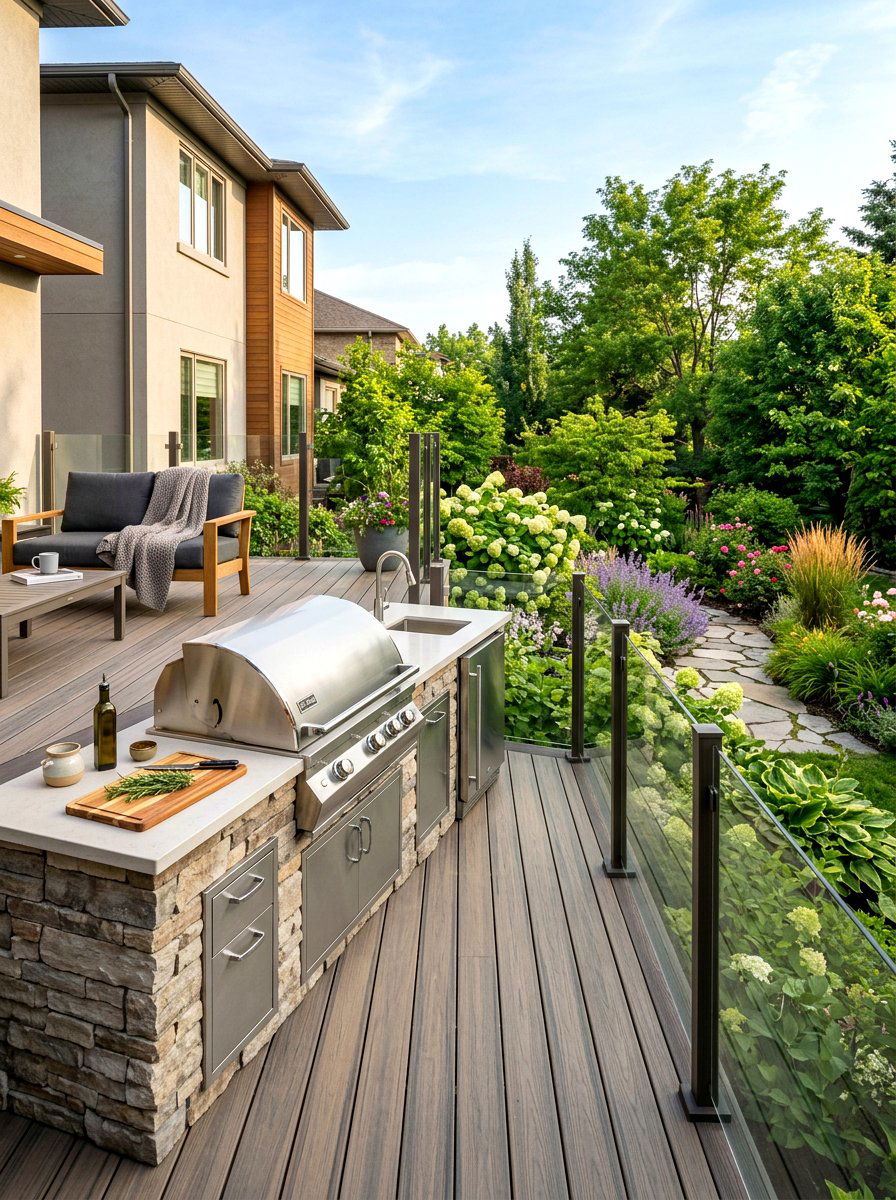 Elevated deck cooking area - 30 patio cooking area ideas