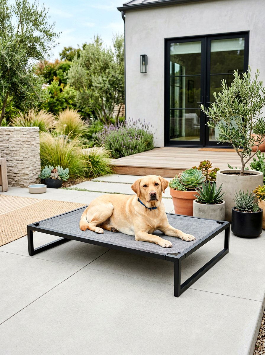 Elevated dog bed - 30 dog friendly backyard luxury ideas