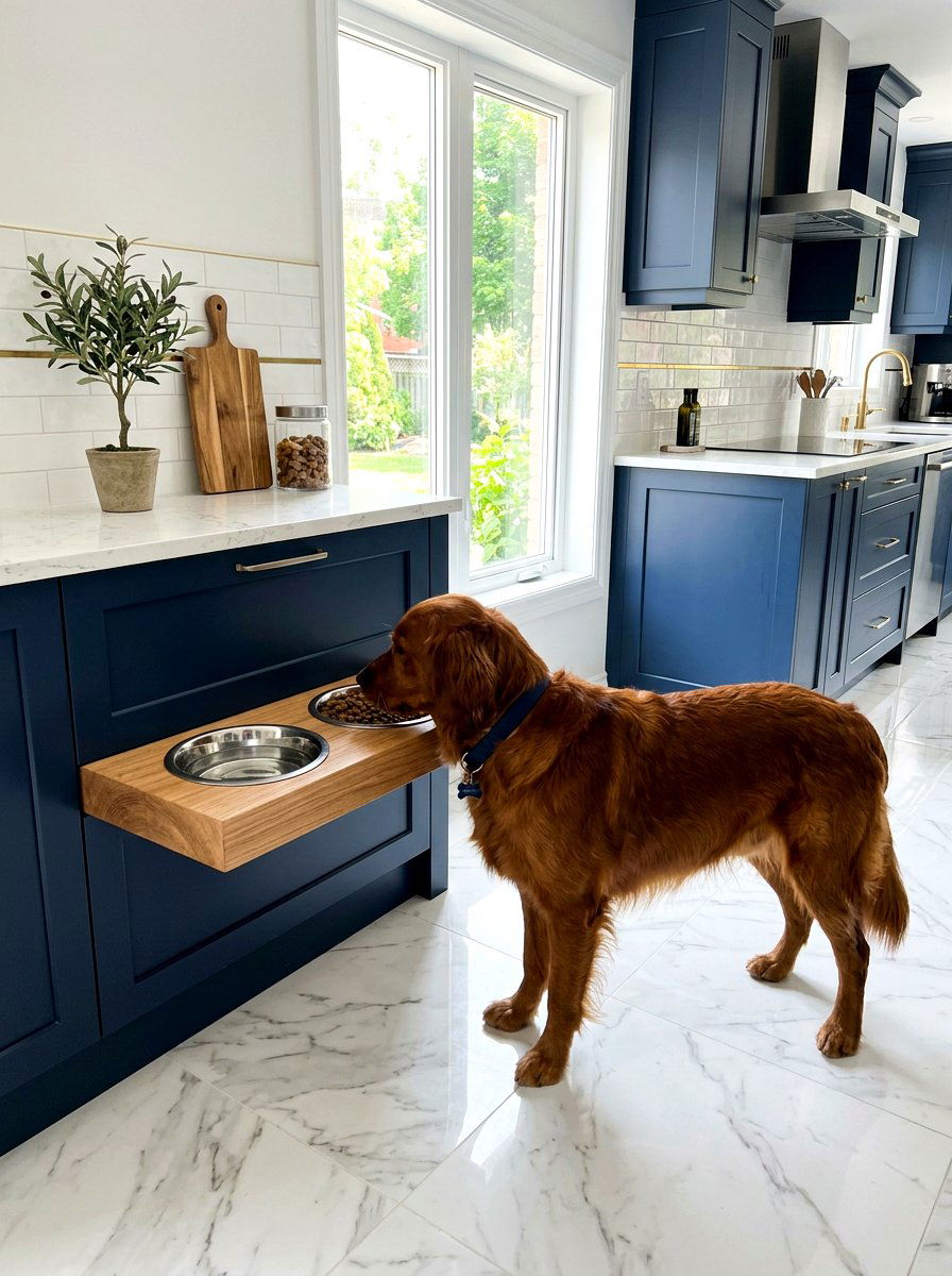Elevated dog feeding station kitchen - 30 pet station kitchen ideas