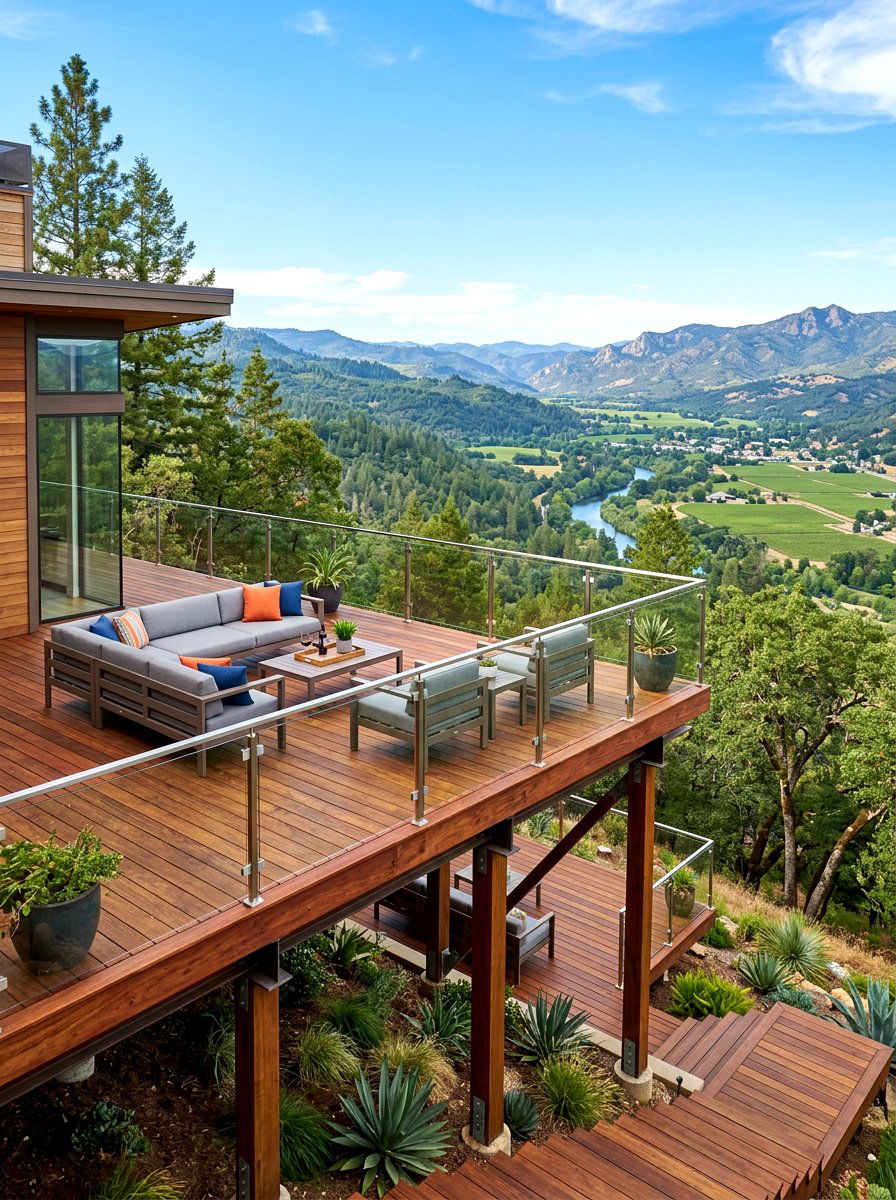 Elevated wooden deck - 30 backyard club lounge ideas