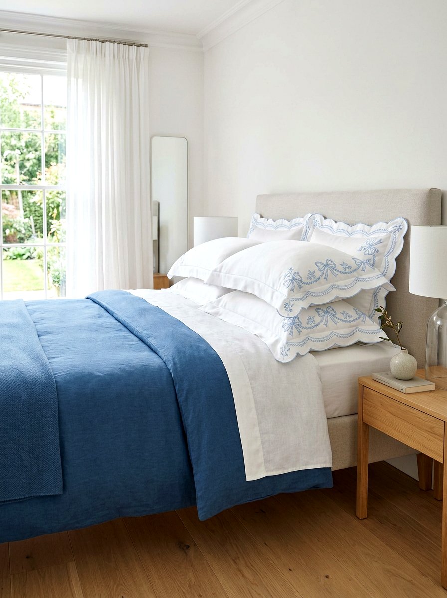 Embroidered Bow Pillowcase - 30 ribbon and bow bedroom ideas