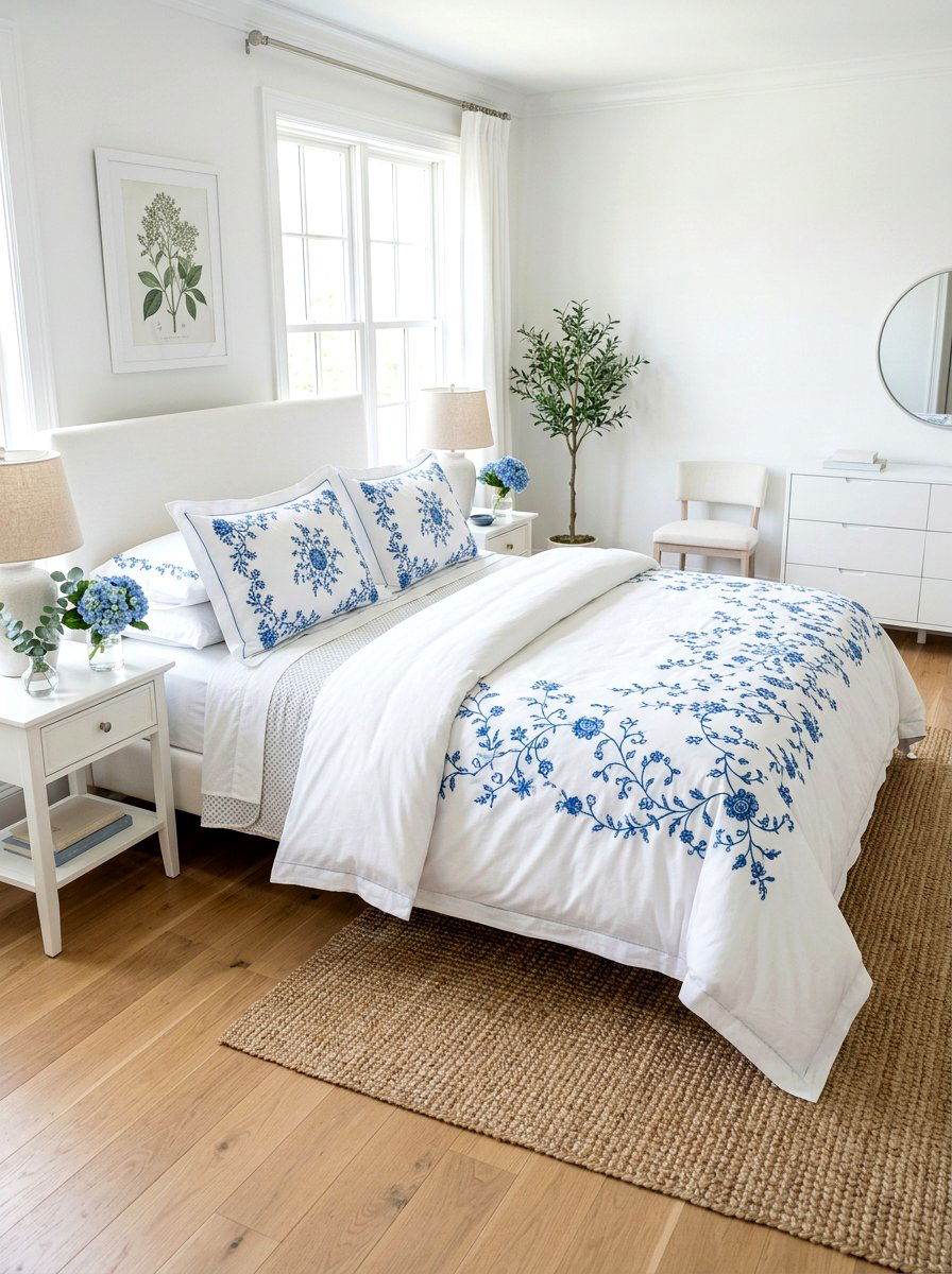 Embroidered Cotton Duvet - 30 guest room bedding ideas