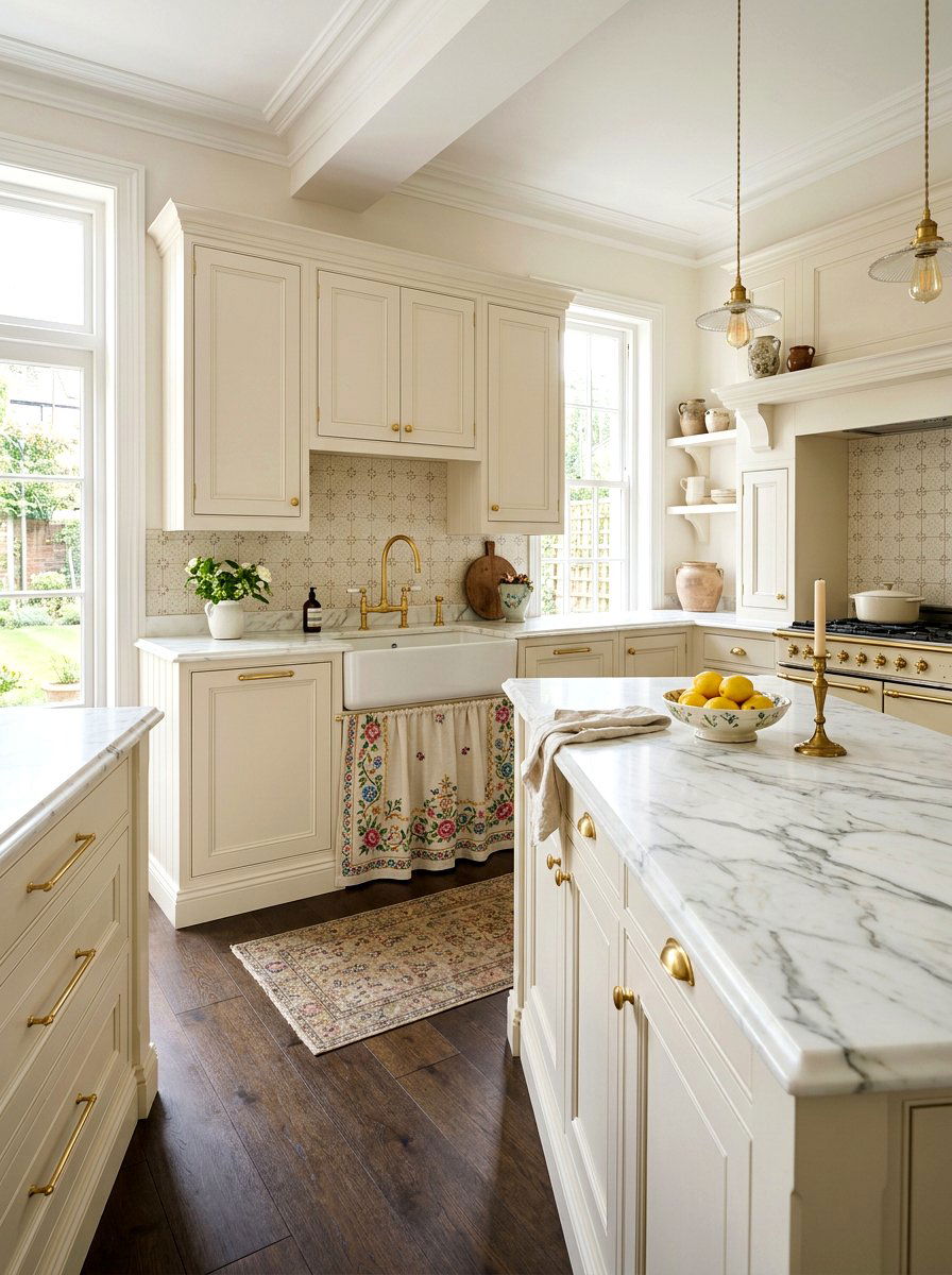 Embroidered Detail Sink Skirt - 30 sink skirt kitchen ideas