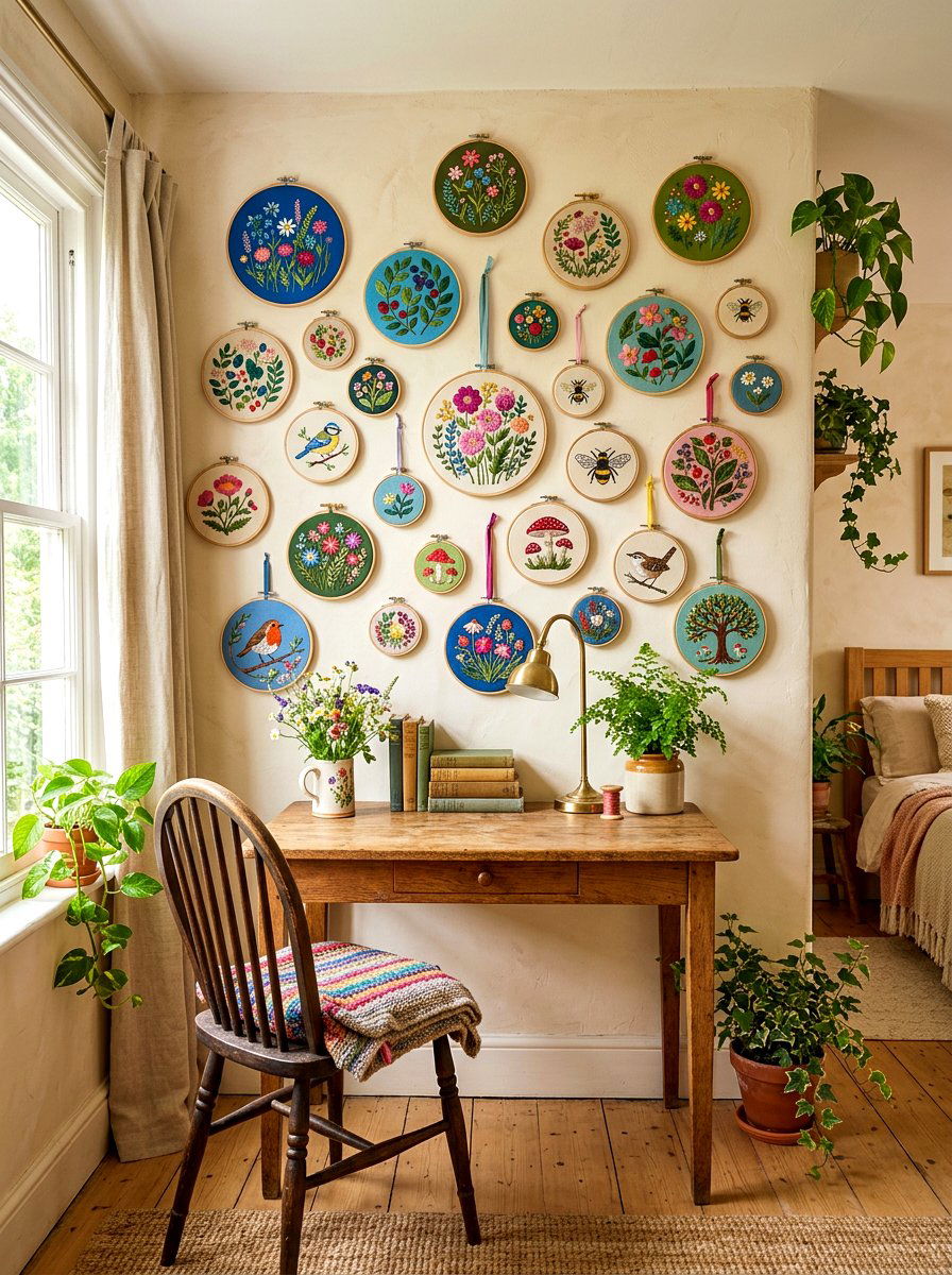 Embroidered Hoop Art - 30 cottagecore bedroom ideas