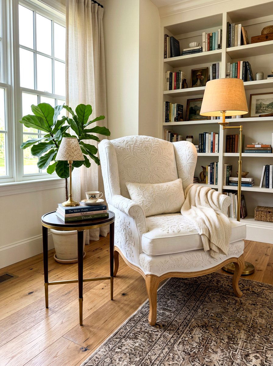 Embroidered Lace Accent Chair - 30 lace bedroom decor ideas