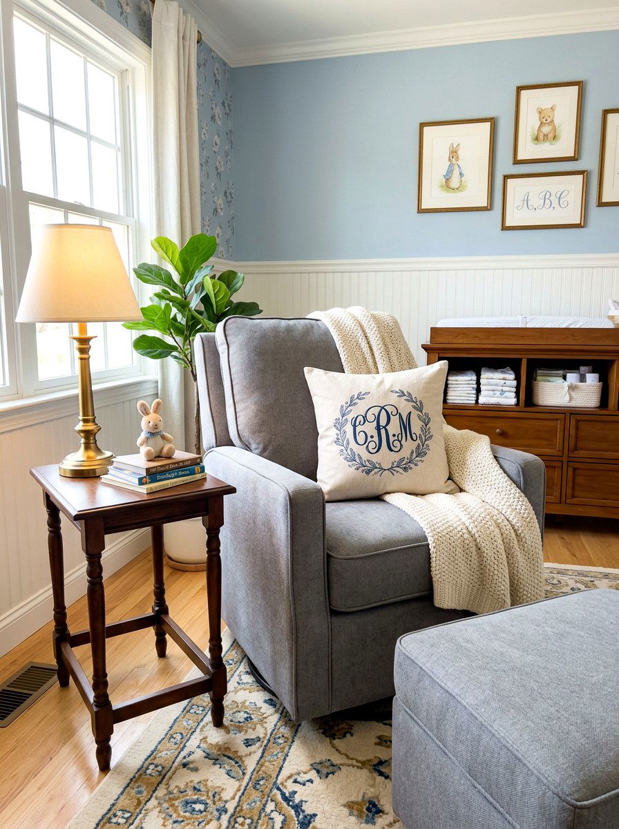 Embroidered Monogram Pillow Case - 30 monogram nursery ideas