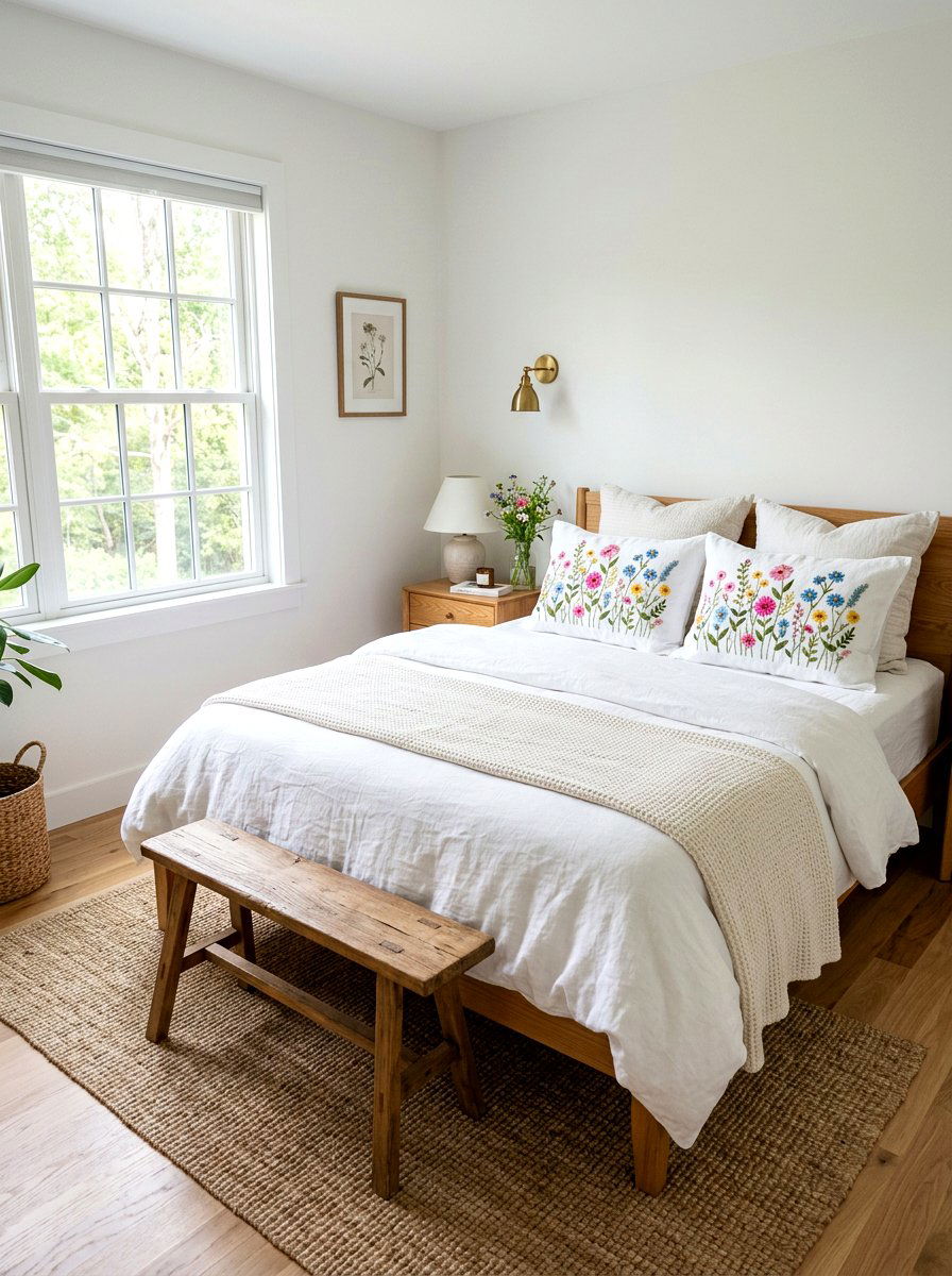 Embroidered Pillow Cases - 30 frilly bedroom ideas