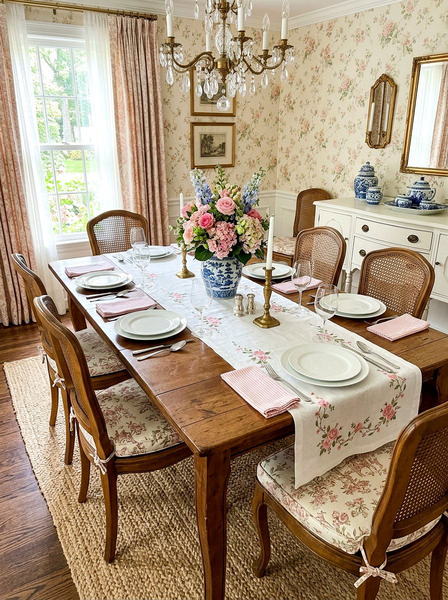 Embroidered Table Runner - 30 grandma chic decor ideas