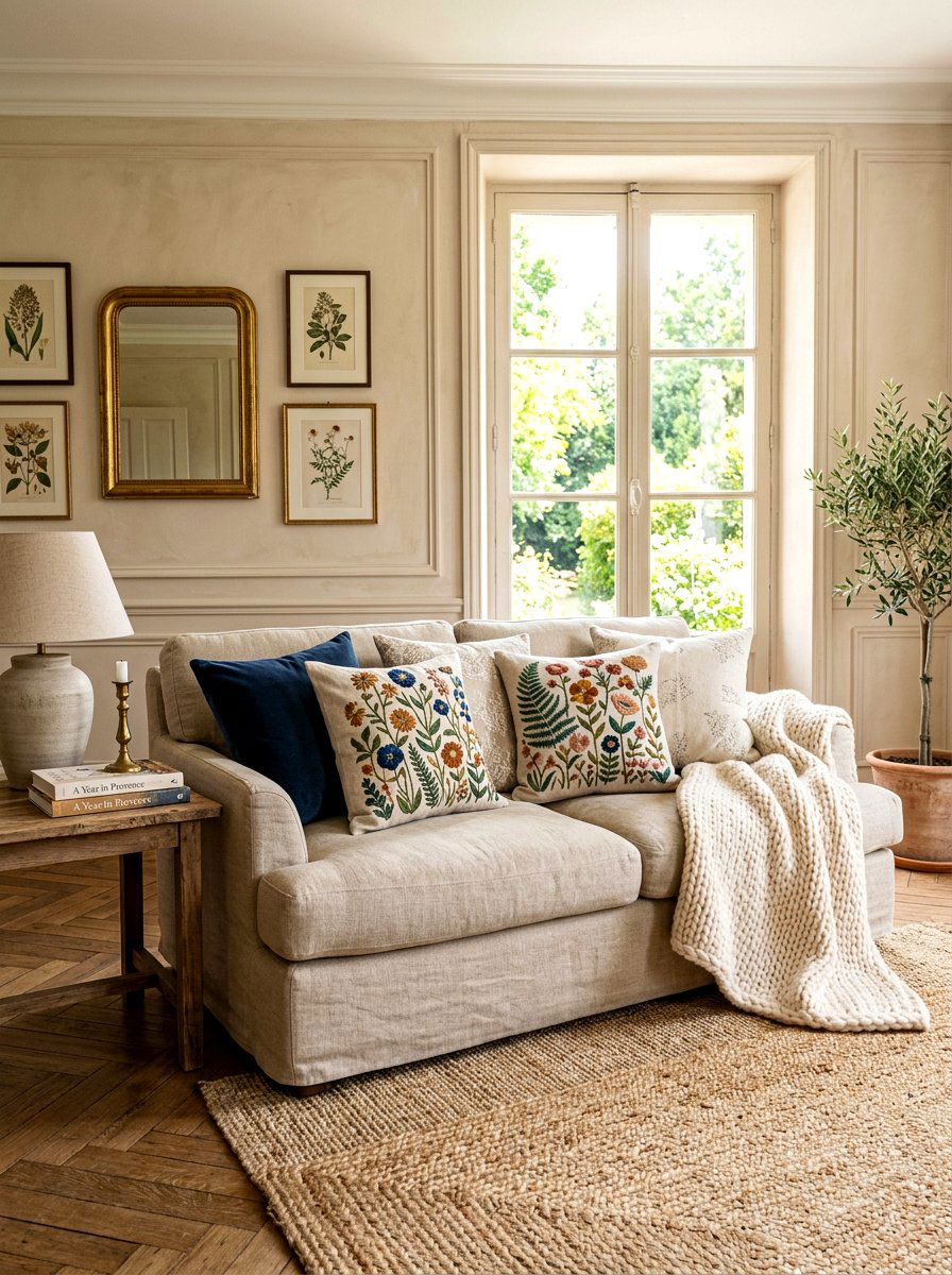 Embroidered Throw Pillows - 30 french country decor ideas