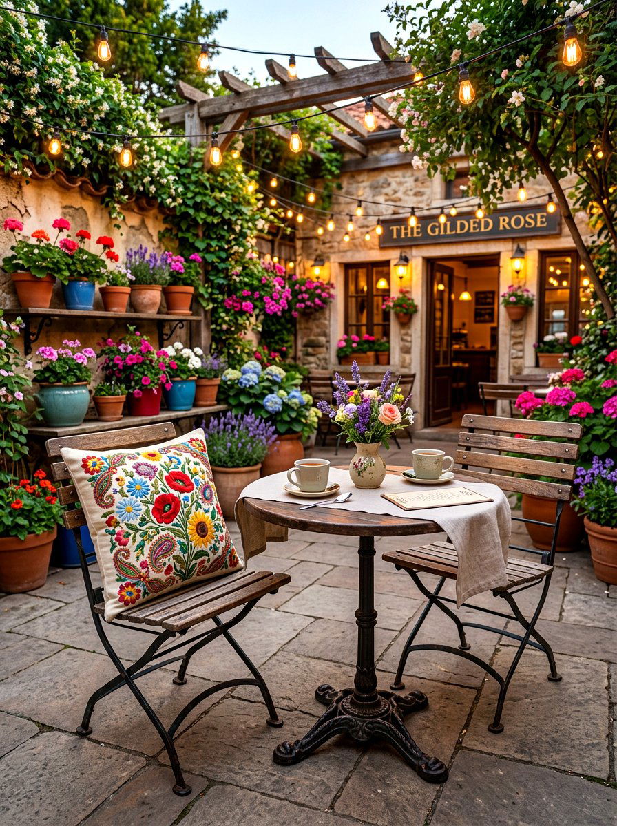 Embroidered patio cushion - 30 boho patio cushion ideas