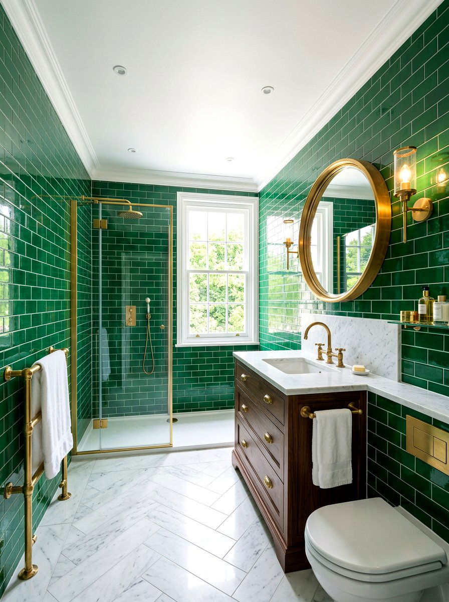 Emerald Green And Brass Bathroom - 30 bathroom color scheme ideas