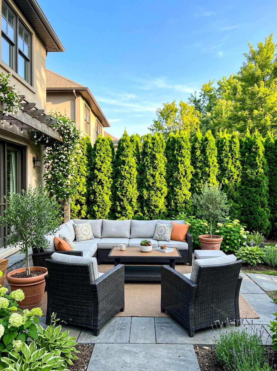 Emerald Green Arborvitae Hedge - 30 arborvitae privacy ideas