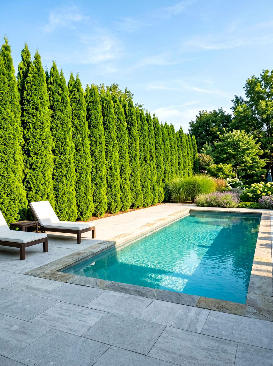 Emerald Green Arborvitae - 30 hedge privacy ideas
