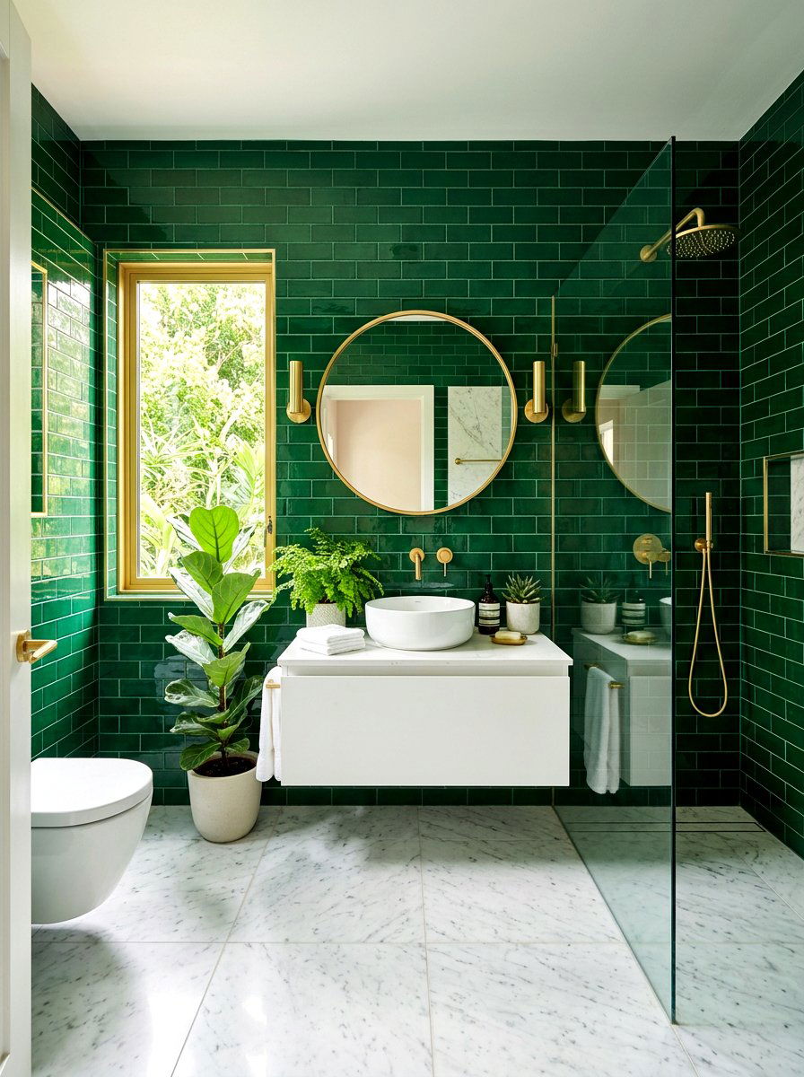Emerald Green Bathroom - 30 forest inspired bathroom ideas