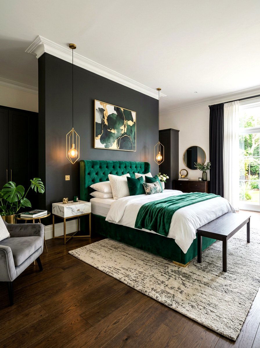 Emerald Green Bed - 30 upholstered bed ideas