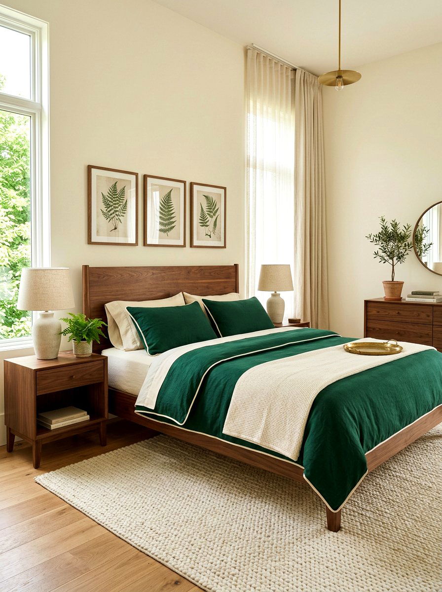 Emerald Green Bedding With Cream Piping - 30 piped bedding bedroom ideas