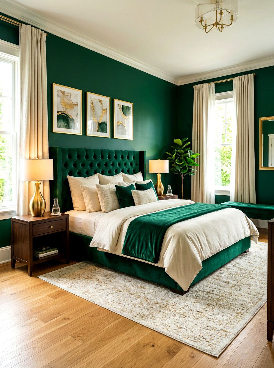 Emerald Green Bedroom - 30 green bedroom ideas