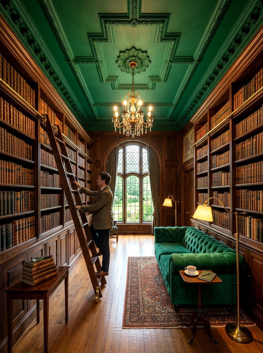 Emerald Green Ceiling - 30 statement ceiling paint ideas