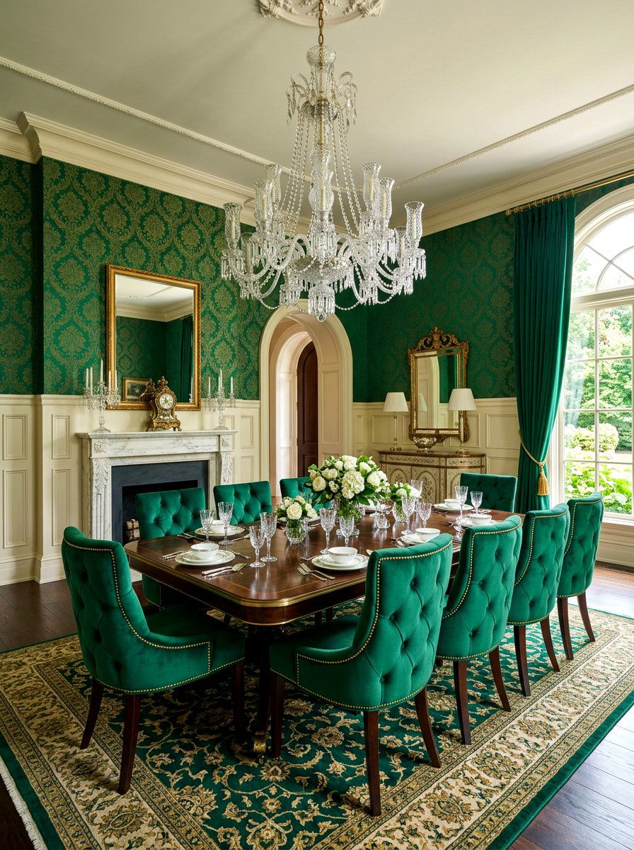Emerald Green Dining Room - 30 dining room color ideas