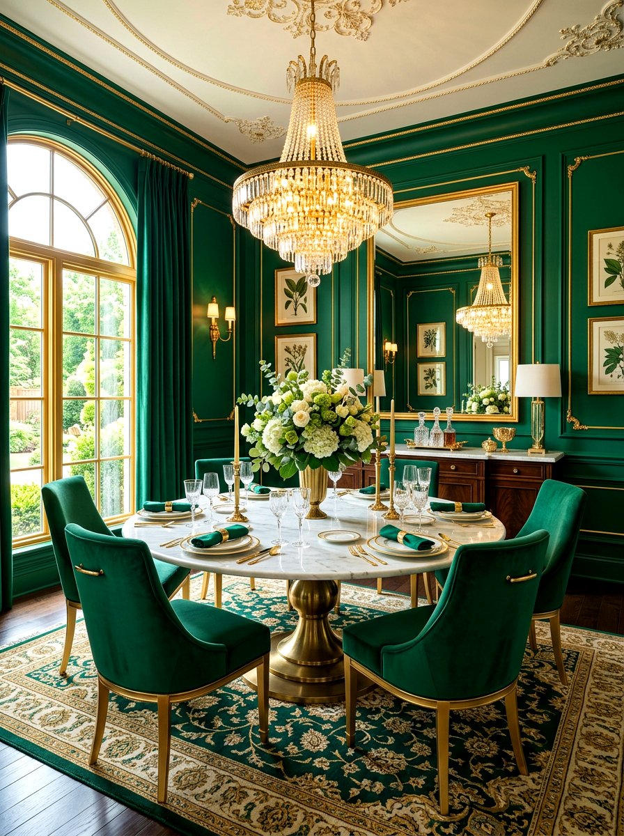 Emerald Green Dining Room - 30 saturated dining room ideas