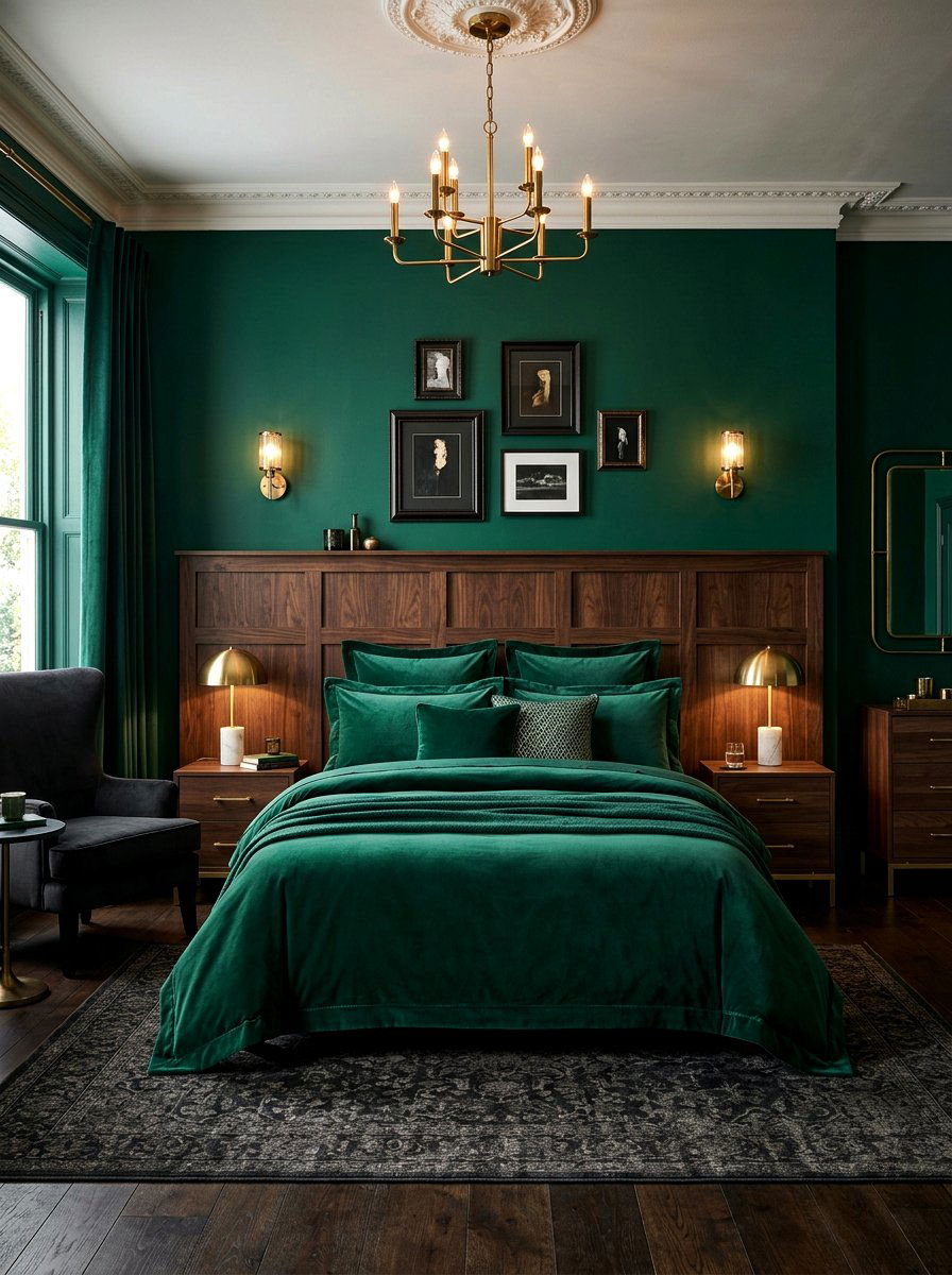 Emerald Green Flange Bedding - 30 contrast trim bedding bedroom ideas