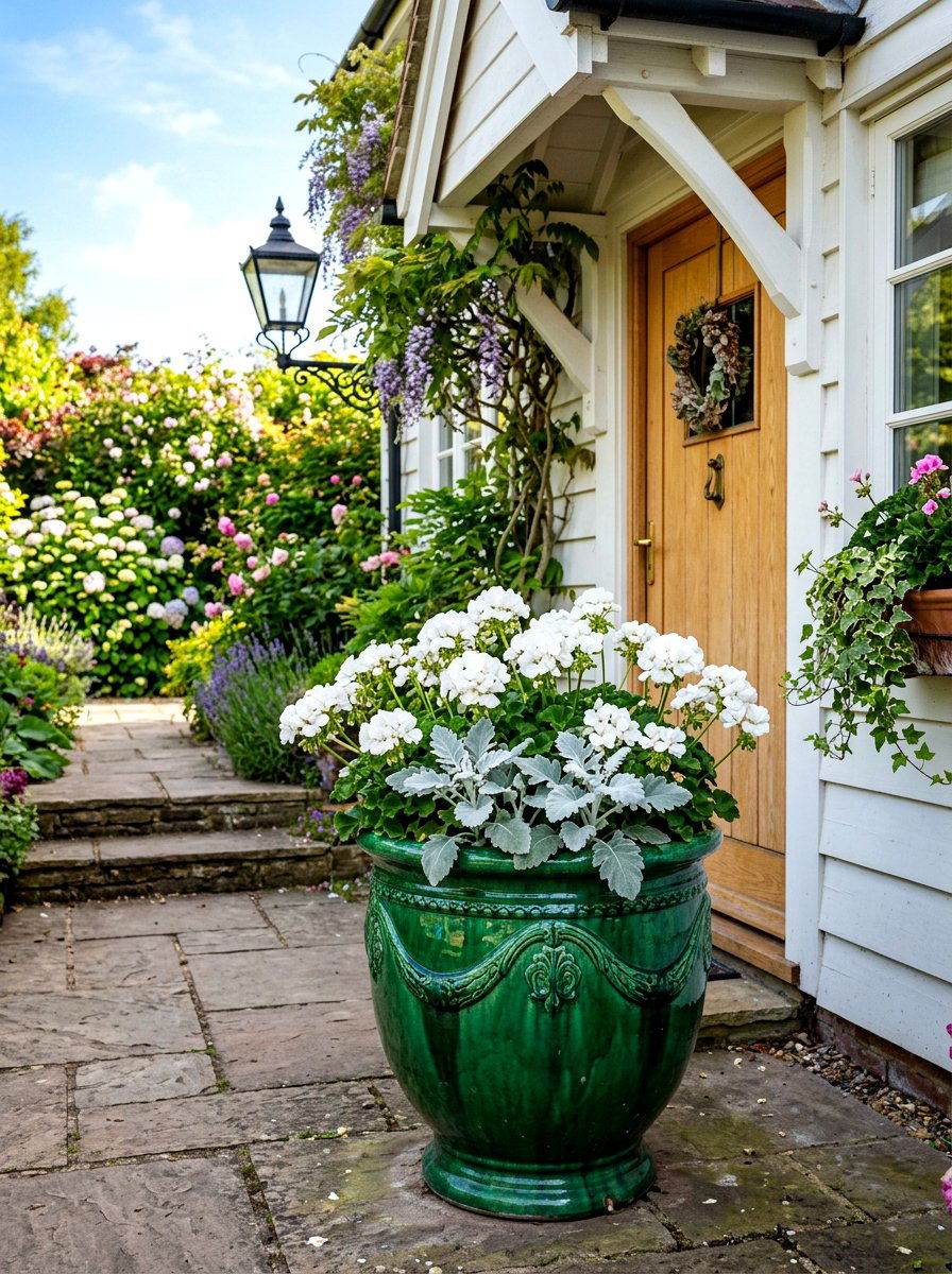 Emerald Green Glazed Planter - 30 tall front door planter ideas