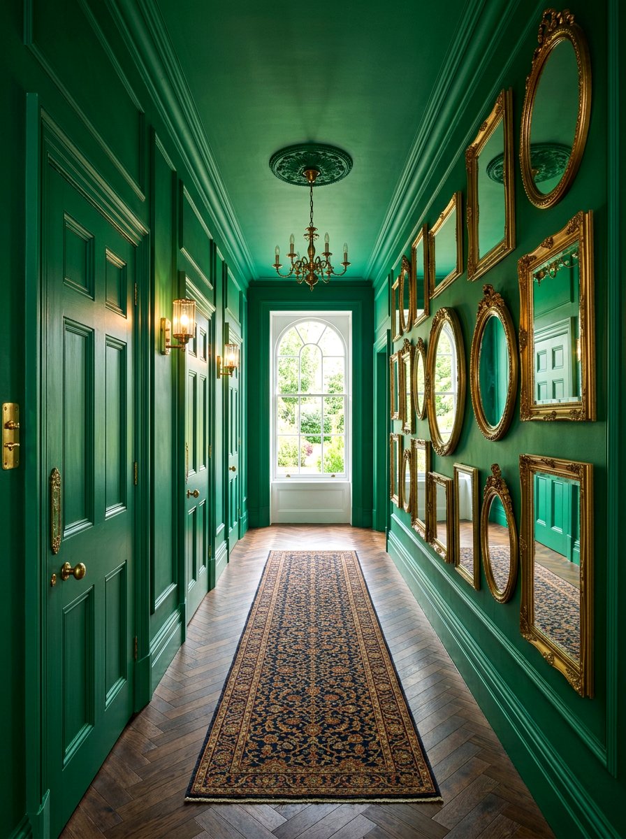 Emerald Green Hallway - 30 color drenched small room ideas