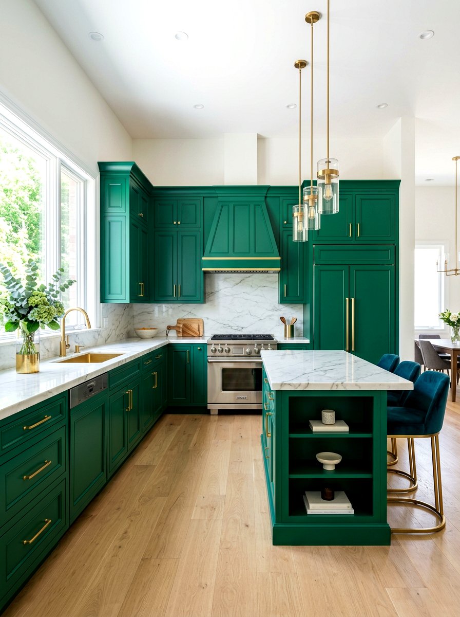 Emerald Green Kitchen Cabinets - 30 painted kitchen cabinet ideas