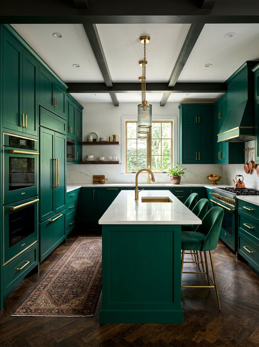 Emerald Green Kitchen Design - 30 panel ready kitchen ideas
