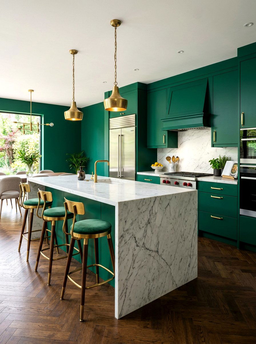 Emerald Green Kitchen Wall - 30 kitchen wall color ideas