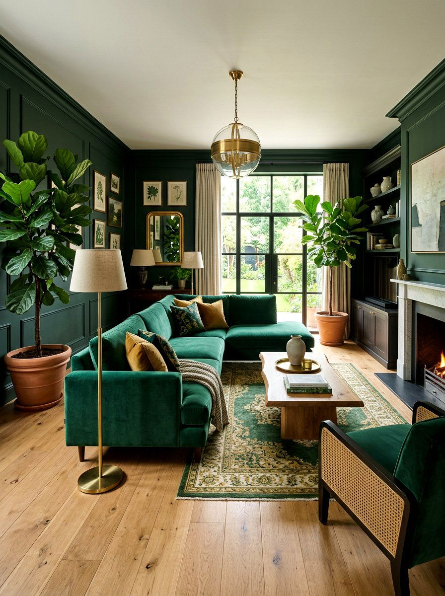 Emerald Green Living Room - 30 jewel tone living room ideas