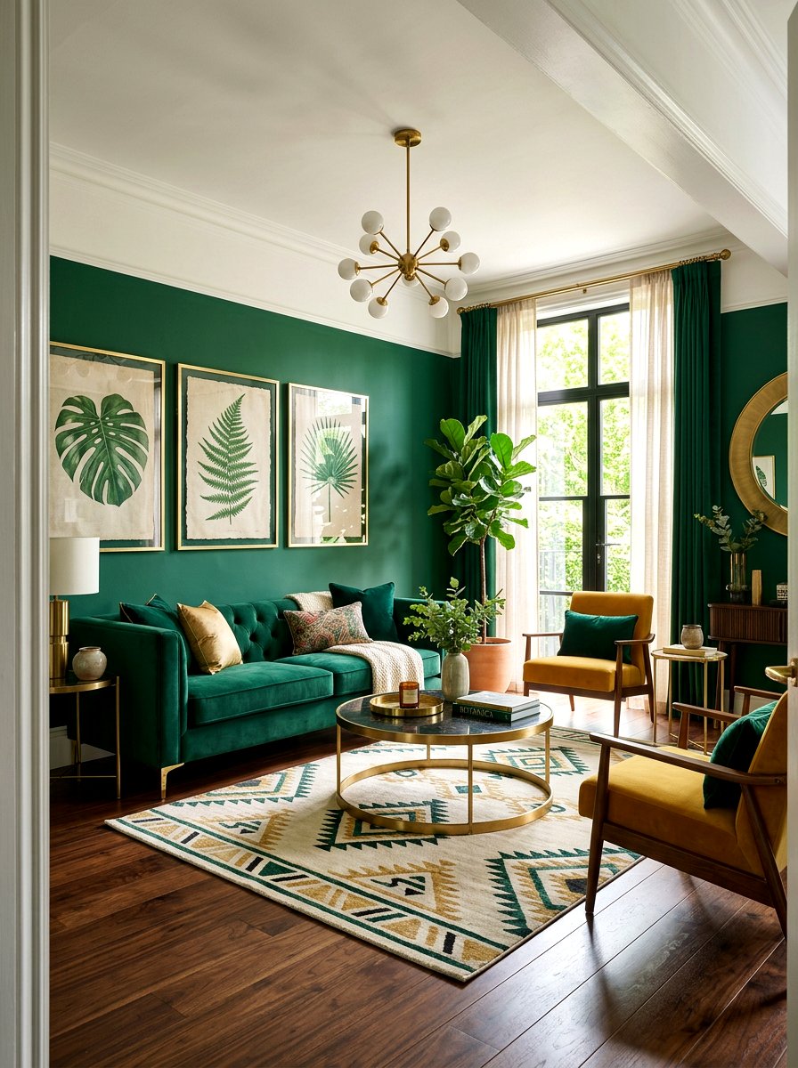 Emerald Green Living Room - 30 jewel tone lounge ideas