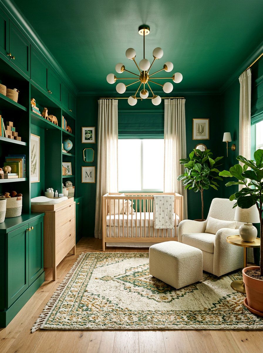 Emerald Green Nursery - 30 color drenched kids room ideas