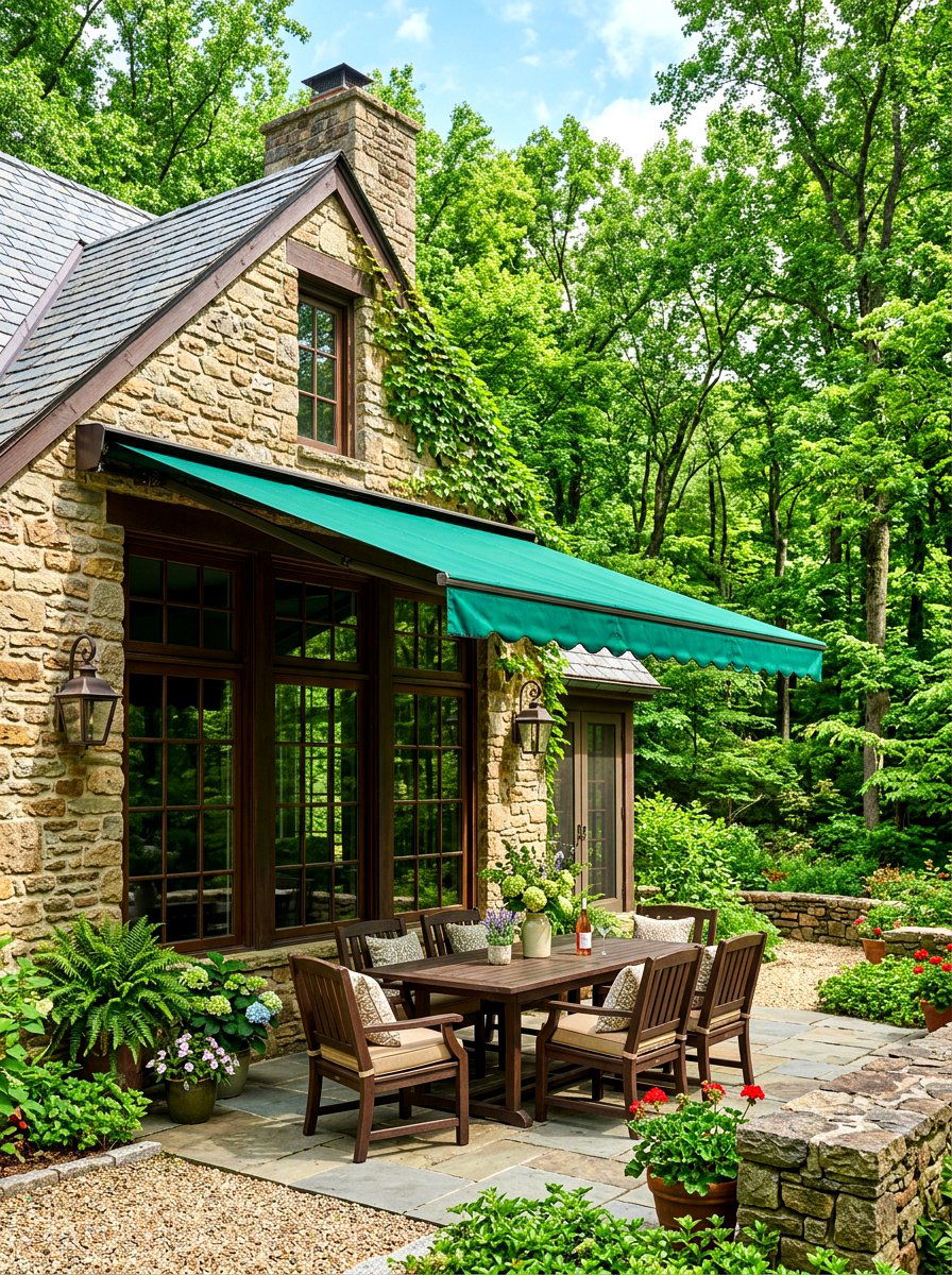 Emerald Green Outdoor Fabric Awning - 30 scalloped awning ideas