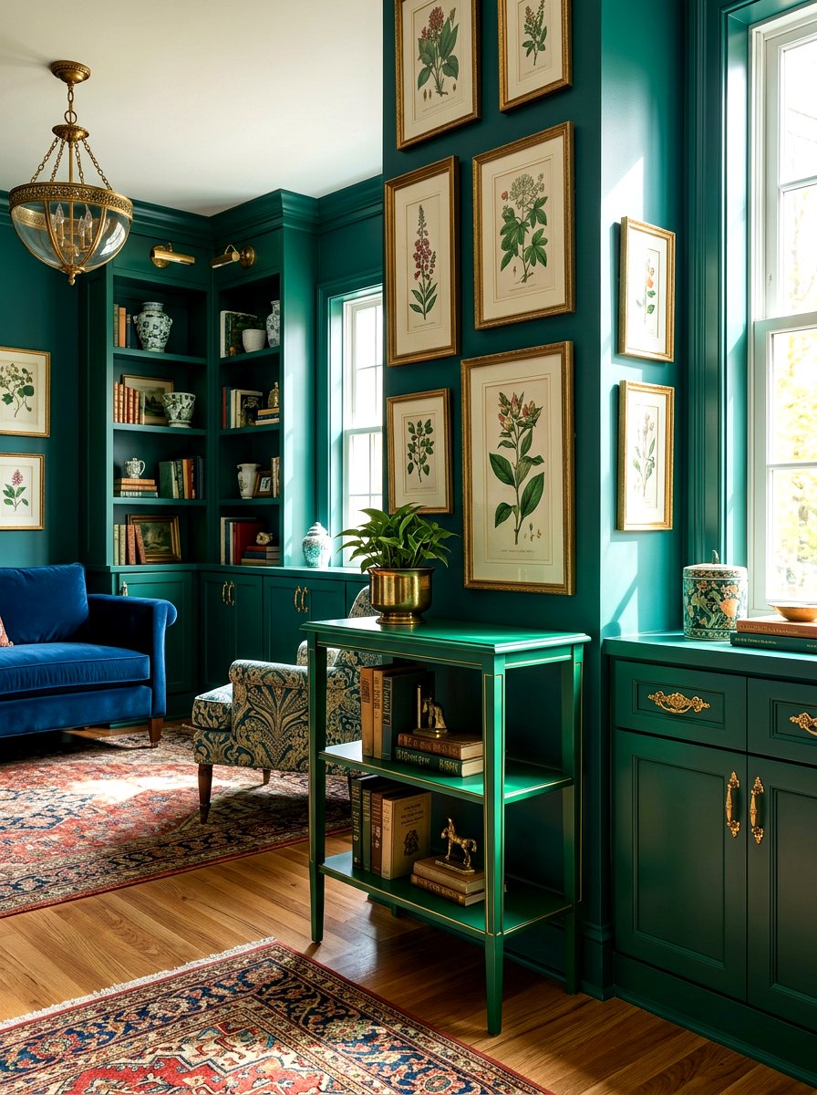 Emerald Green Painted Stand - 30 TV over console ideas