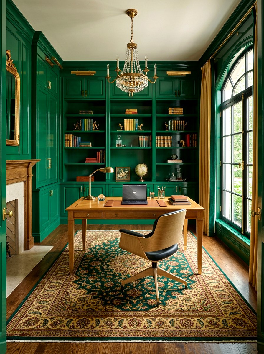 Emerald Green Study - 30 moody reading room ideas