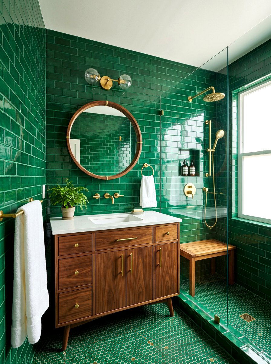 Emerald Green Tile - 30 jewel box bath ideas