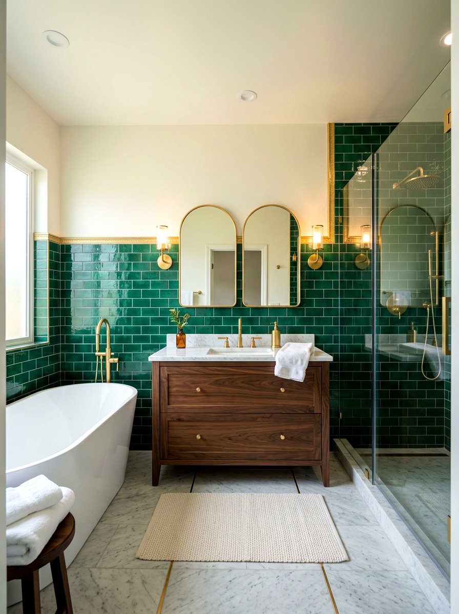 Emerald Green Tile Bathroom - 30 half tiled bathroom ideas