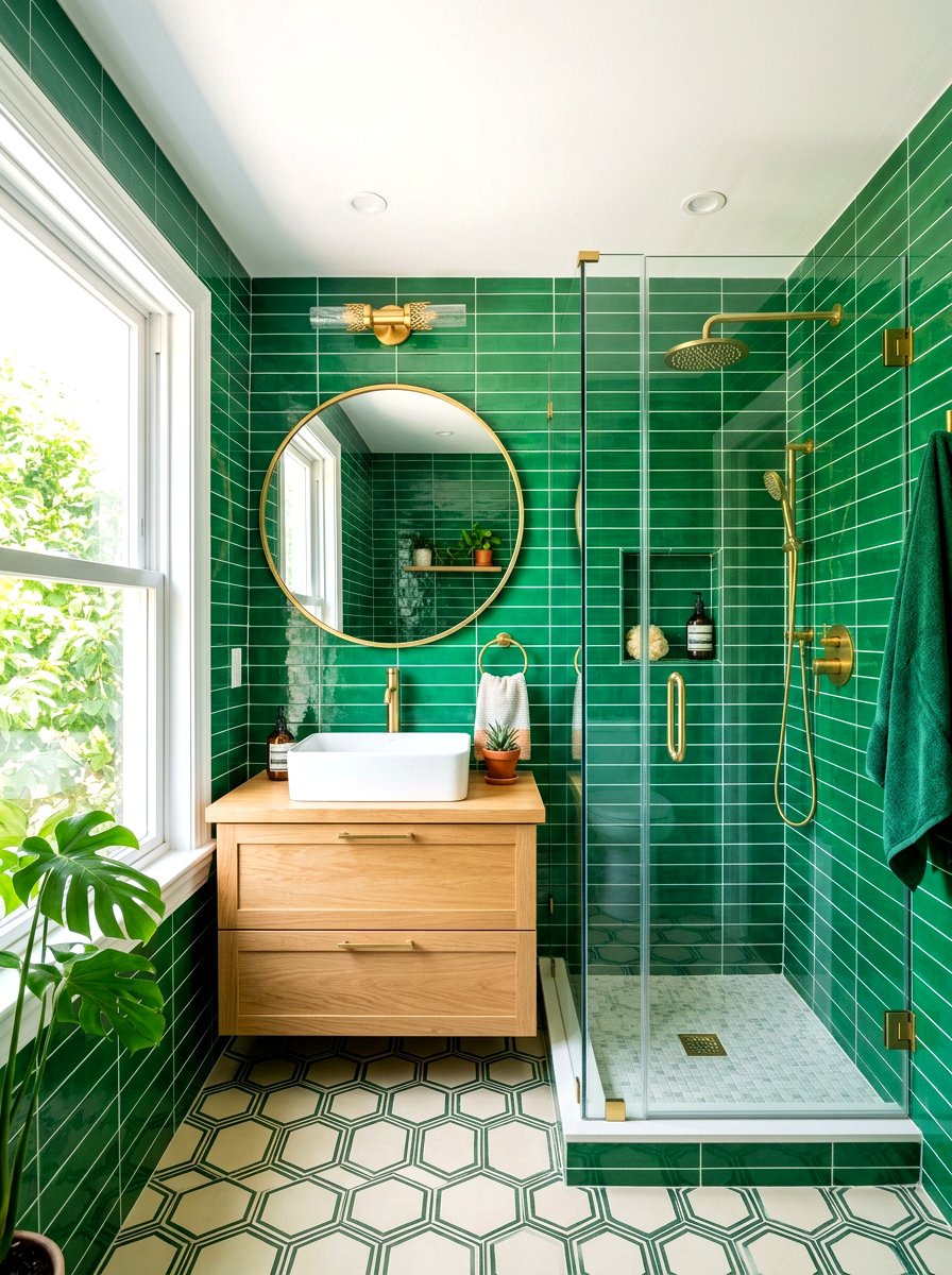 Emerald Green Tile Bathroom - 30 dramatic bathroom ideas