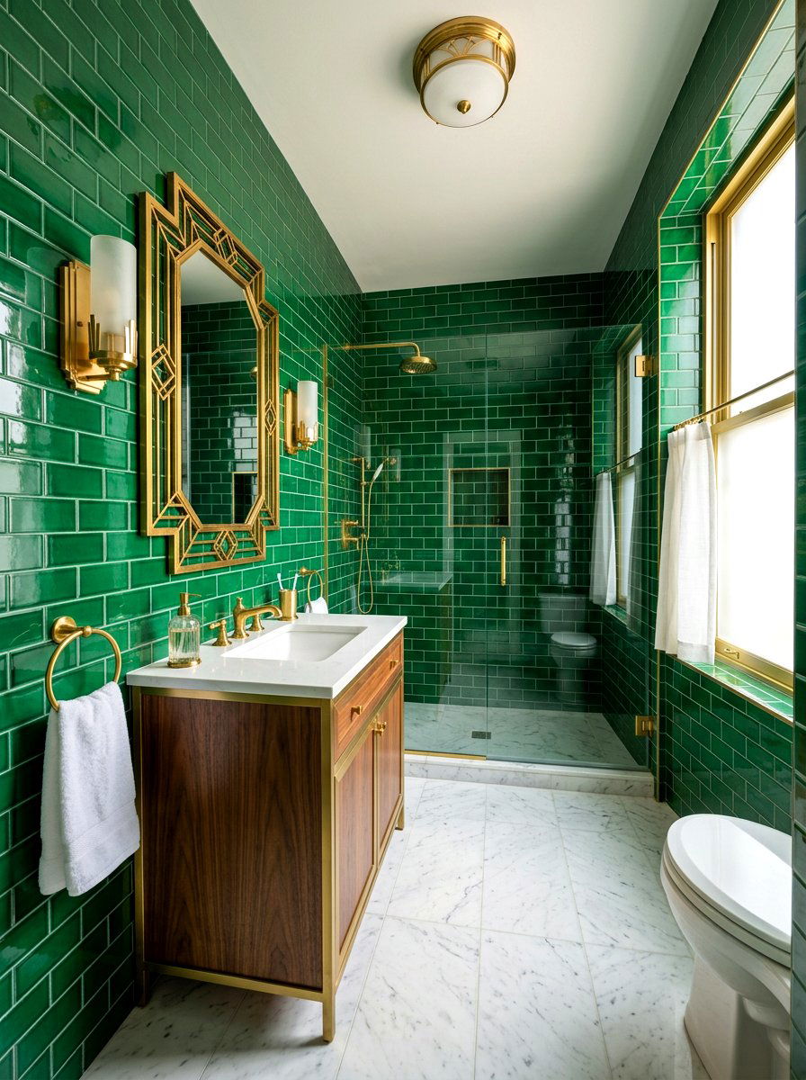 Emerald Green Tile Bathroom - 30 floor to ceiling tile bathroom ideas