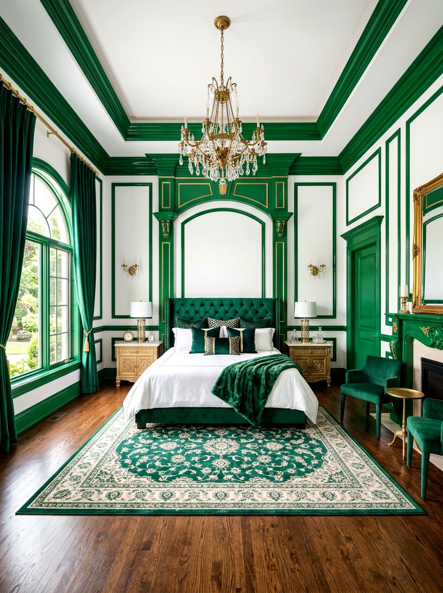 Emerald Green Trim Bedroom - 30 painted trim bedroom ideas
