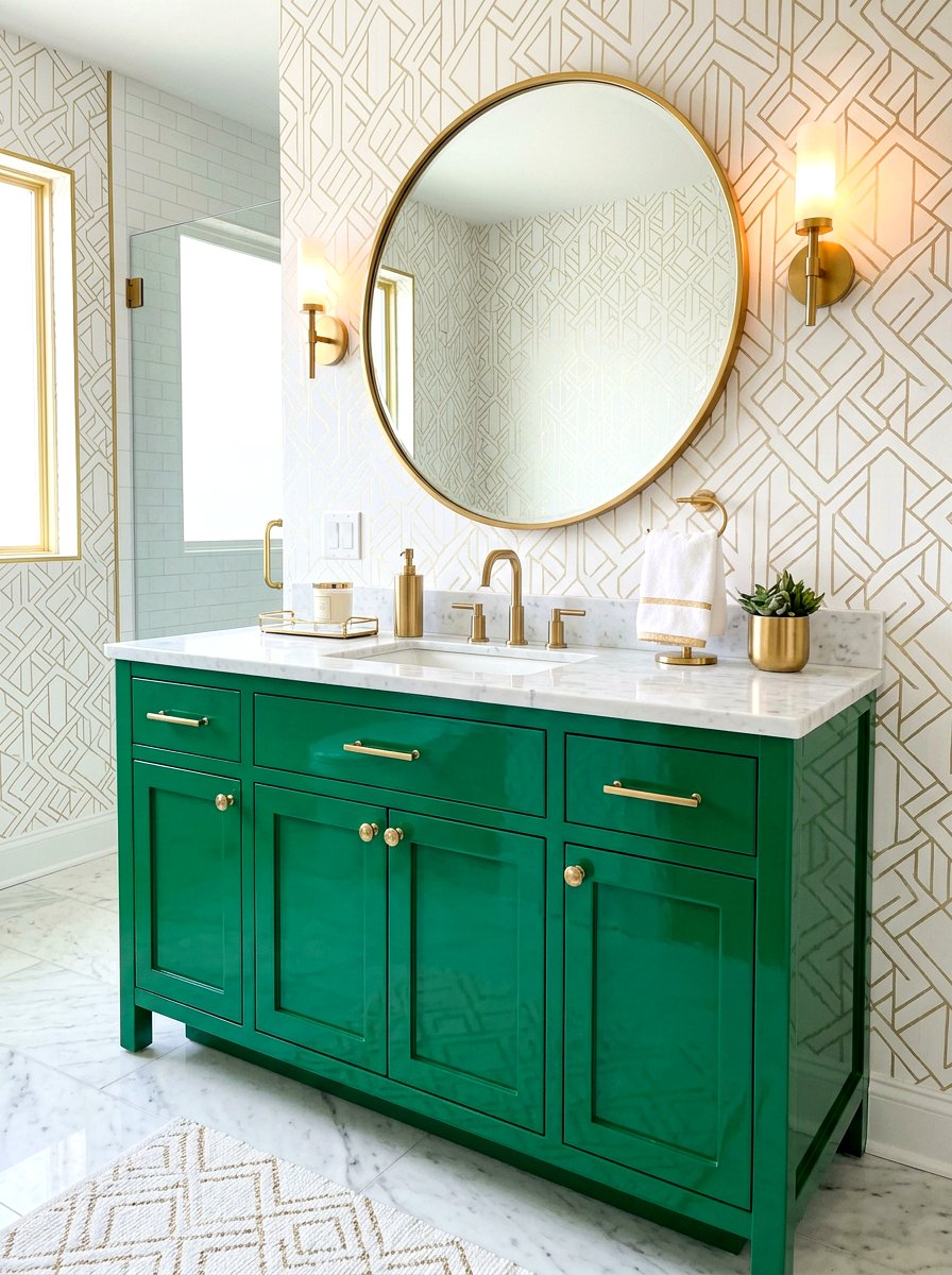 Emerald Green Vanity - 30 neo deco bathroom vanity ideas