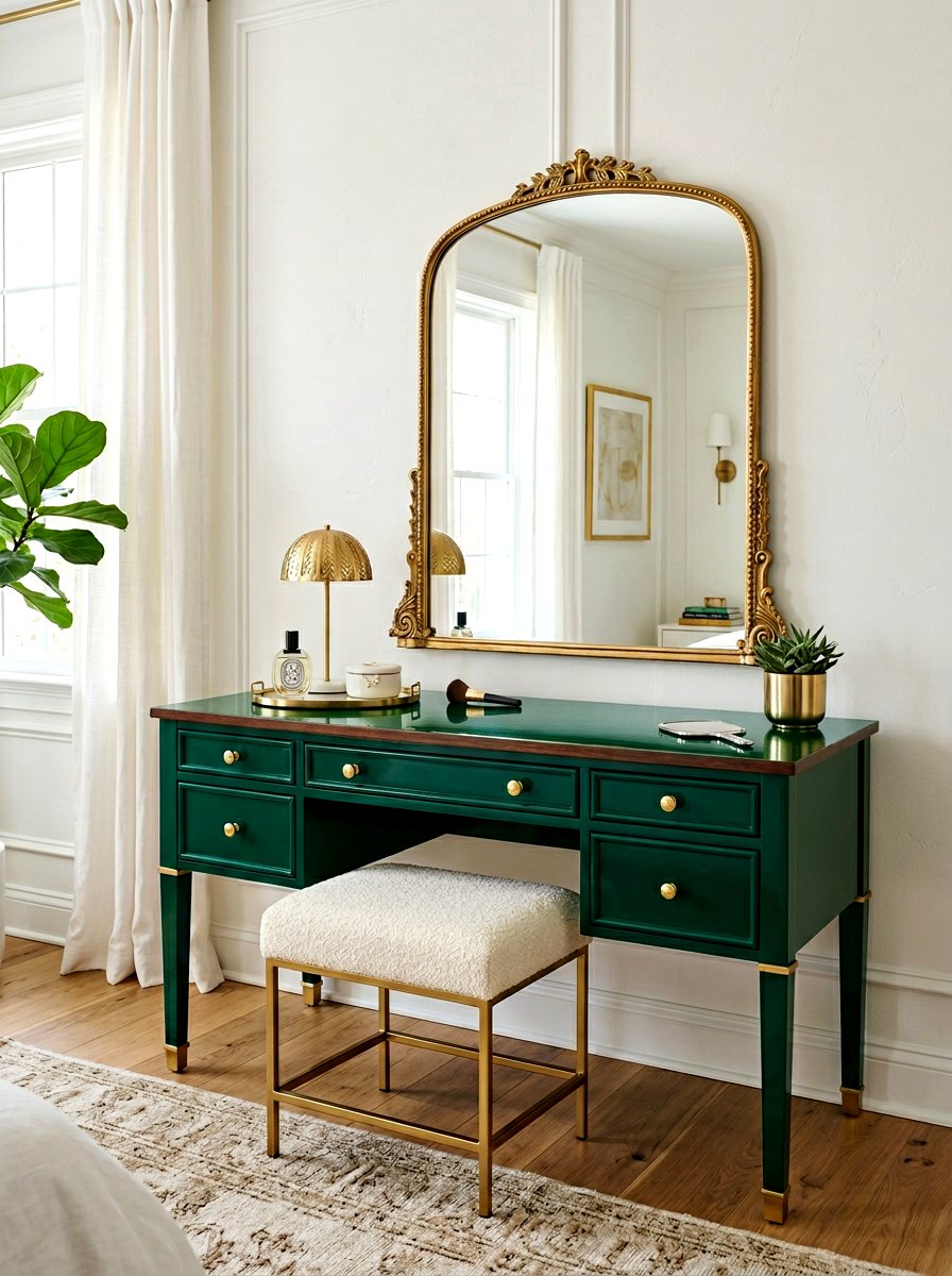 Emerald Green Vanity - 30 makeup vanity ideas