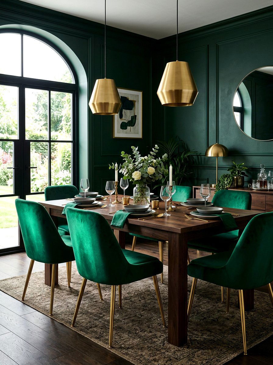 Emerald Green Velvet Chairs - 30 statement dining chairs ideas