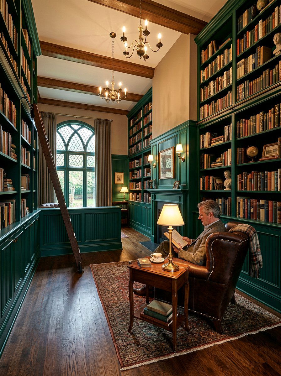 Emerald Green Wood Paneling - 30 two tone wall paint ideas