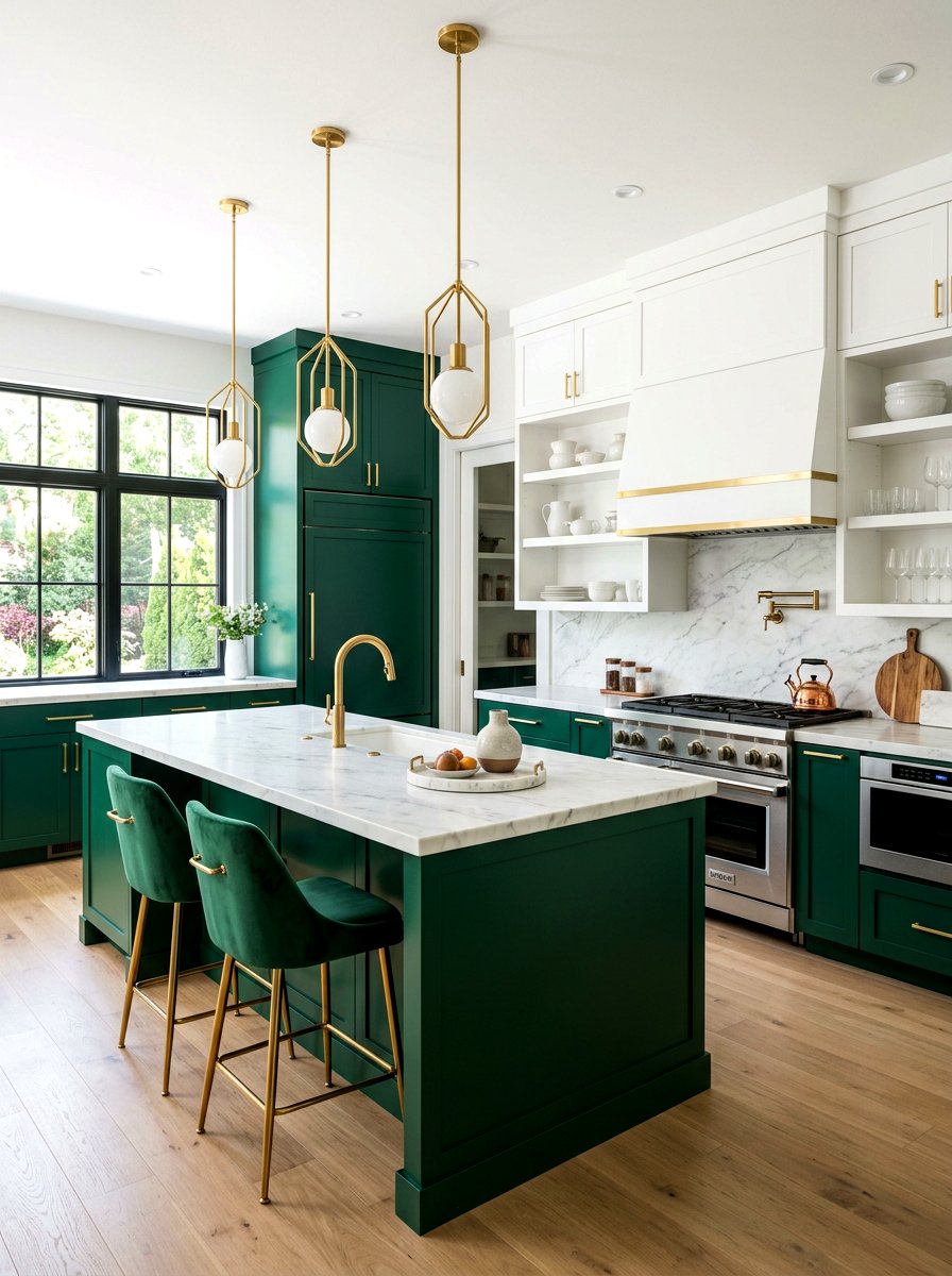Emerald green and white kitchen cabinets - 30 two tone kitchen cabinet ideas
