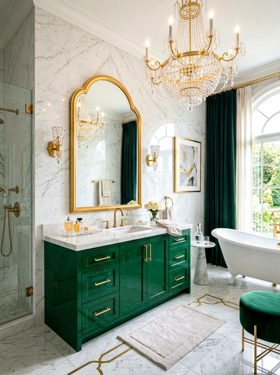 Emerald green bathroom vanity - 30 painted bathroom vanity ideas