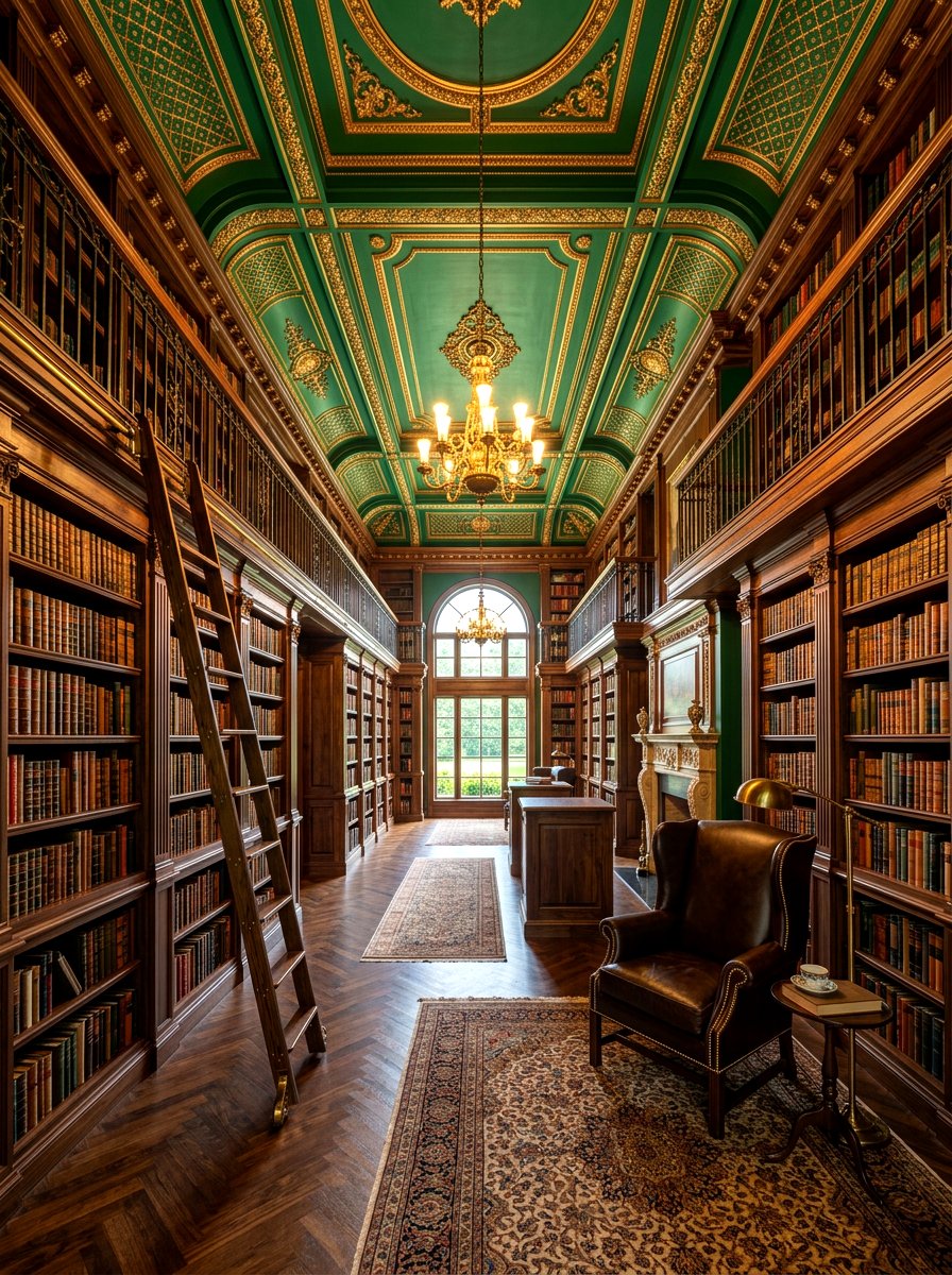 Emerald green ceiling - 30 painted ceiling ideas